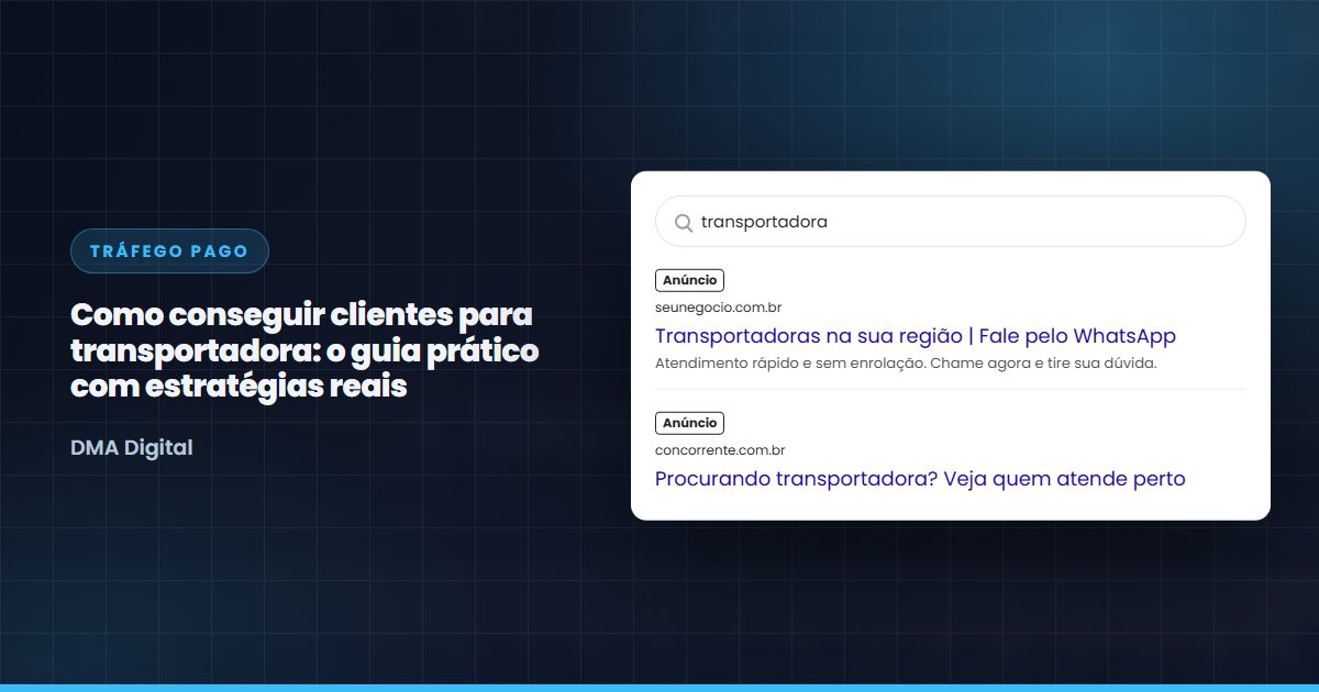 Busca do Google com anúncios de transportadoras