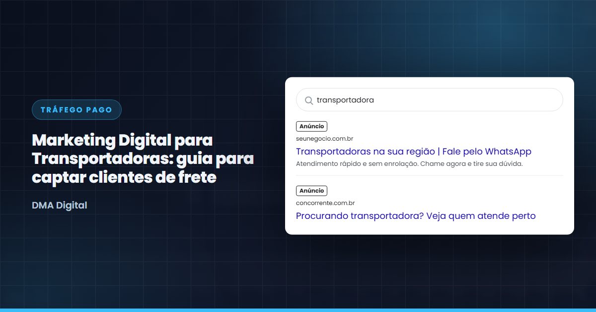 Busca do Google com anúncios de transportadoras