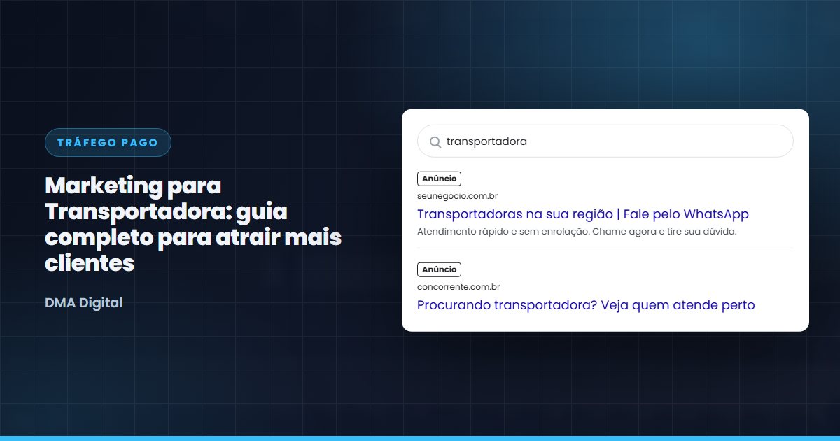 Busca do Google com anúncios de transportadoras